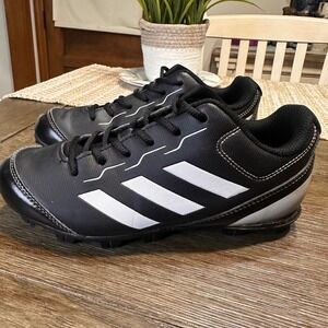 Adidas Baseball Cleats Molded Black White Boys Shoes Size 2.5
